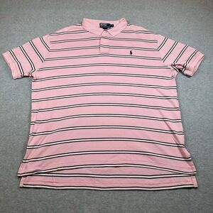 Vintage Polo Ralph Lauren Shirt Mens XL Pink Blue White Striped Navy Pony Preppy
